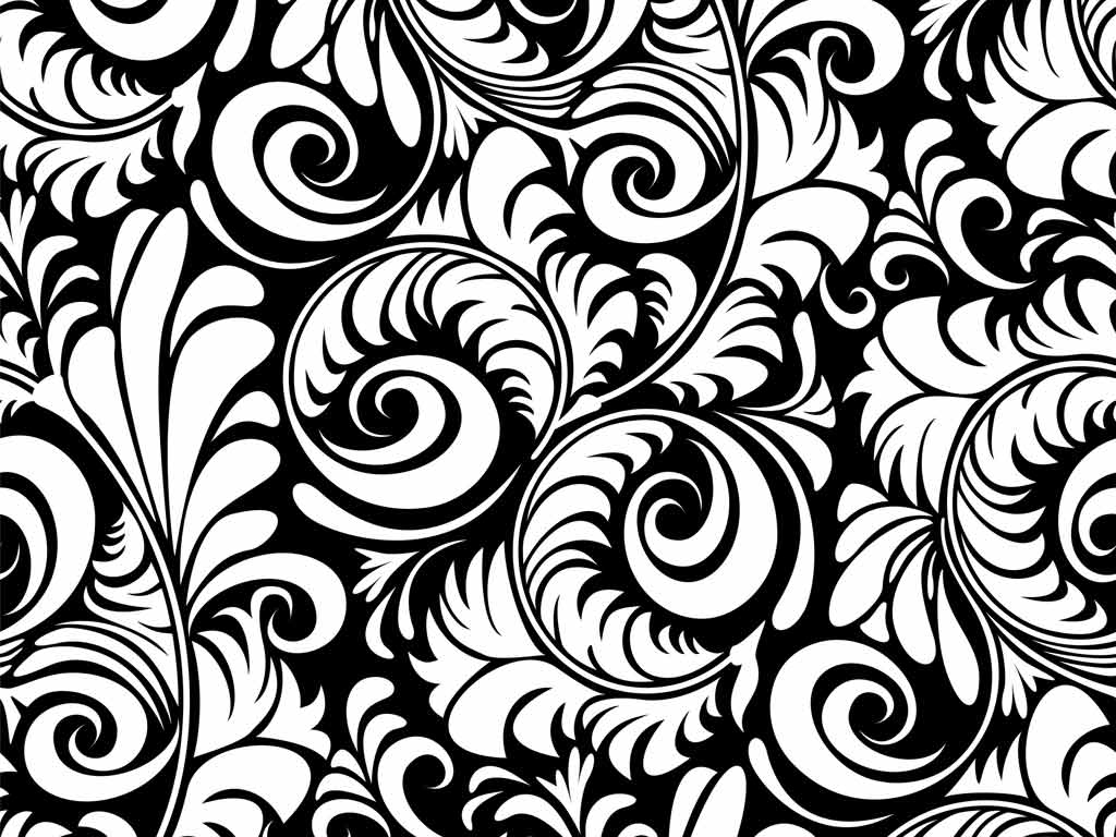 Black And White Seamless Flower Pattern With Colored Dots Stock